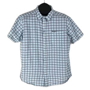 Columbia Brentyn Trail Short Sleeve Seersucker Shirt Men's Large Plaid Cotton